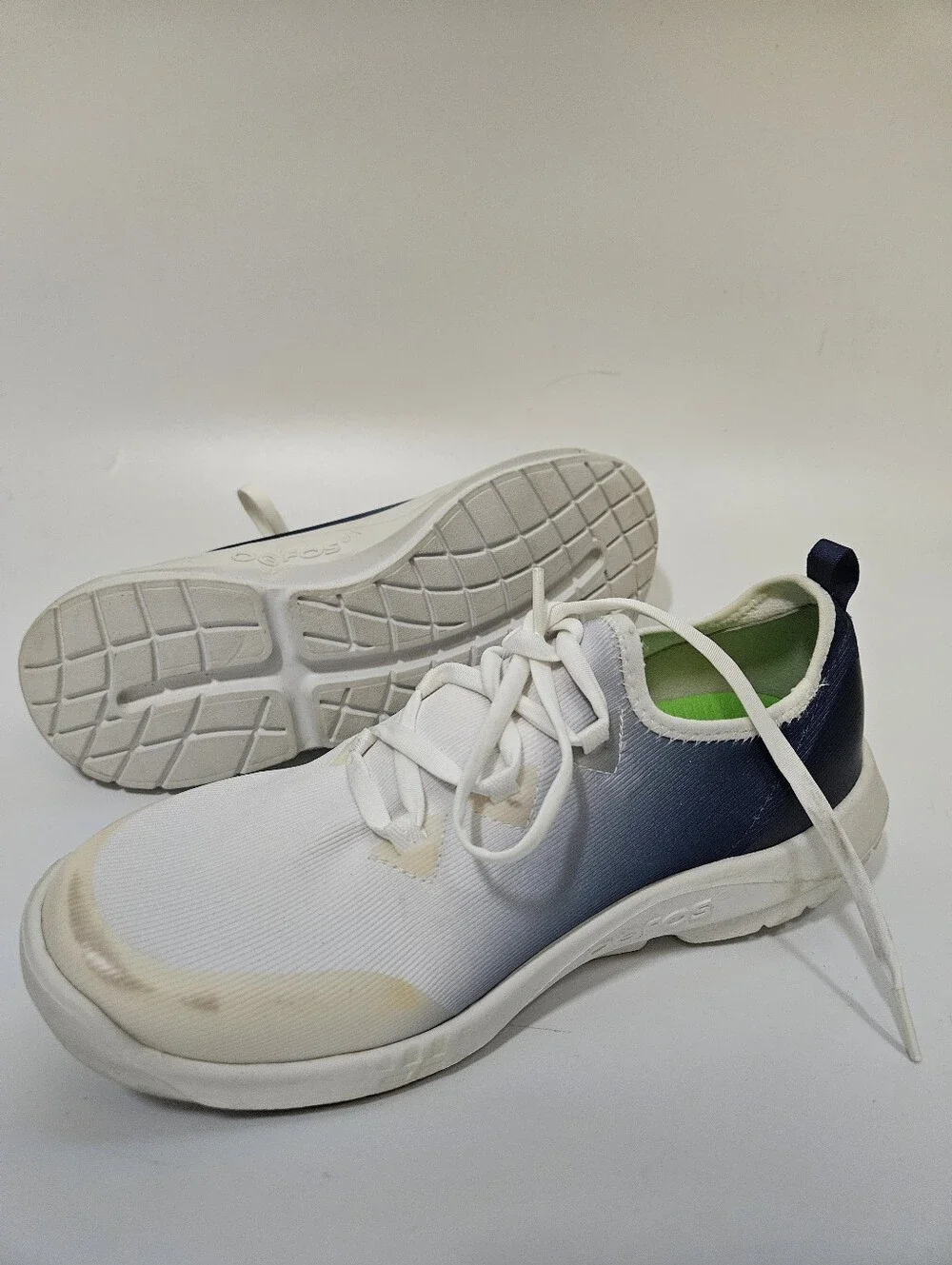 Oofos Oomg Sport LS Low White/Blue Mutare Recovery Shoes Sz 9